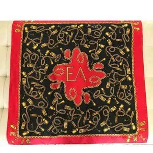 Foulard Vintage Elizabeth Arden En Soie - 90x90 Cm - Multicolore (vert, Bleu, Rouge) - Occasion Très Bon état